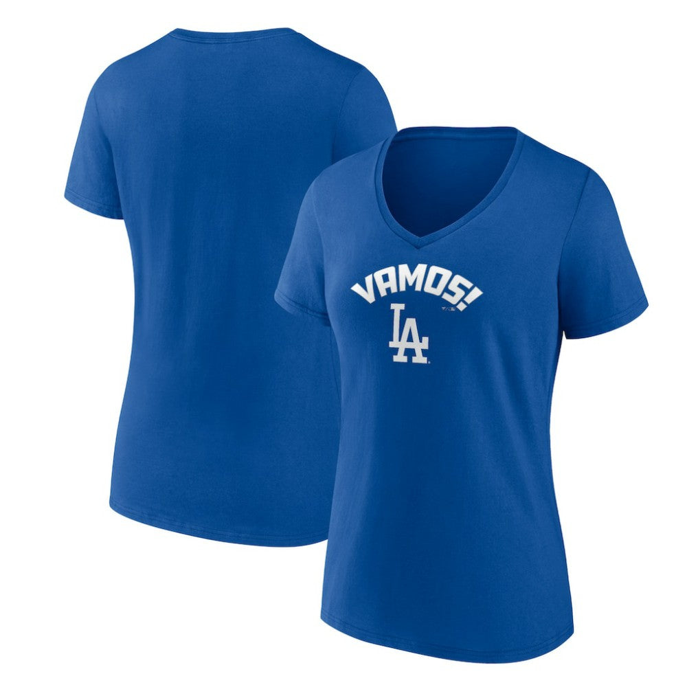 Los Angeles Dodgers Women's Vamos V-Neck T-Shirt | MLB Outlet