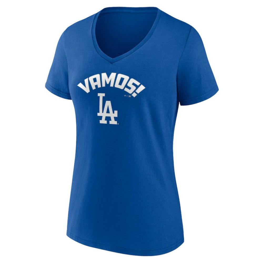 Los Angeles Dodgers Women's Vamos V-Neck T-Shirt | MLB Outlet