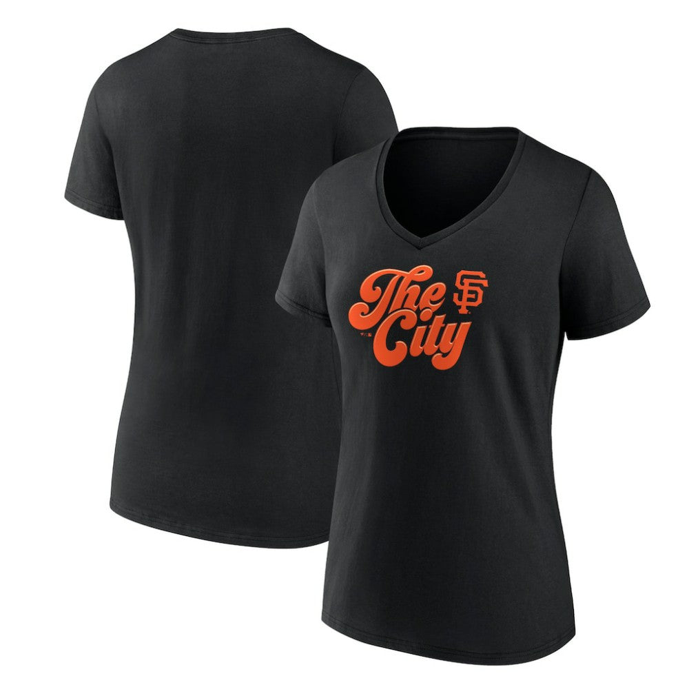 San Francisco Giants Women's Scripty City V-Neck T-Shirt | MLB US