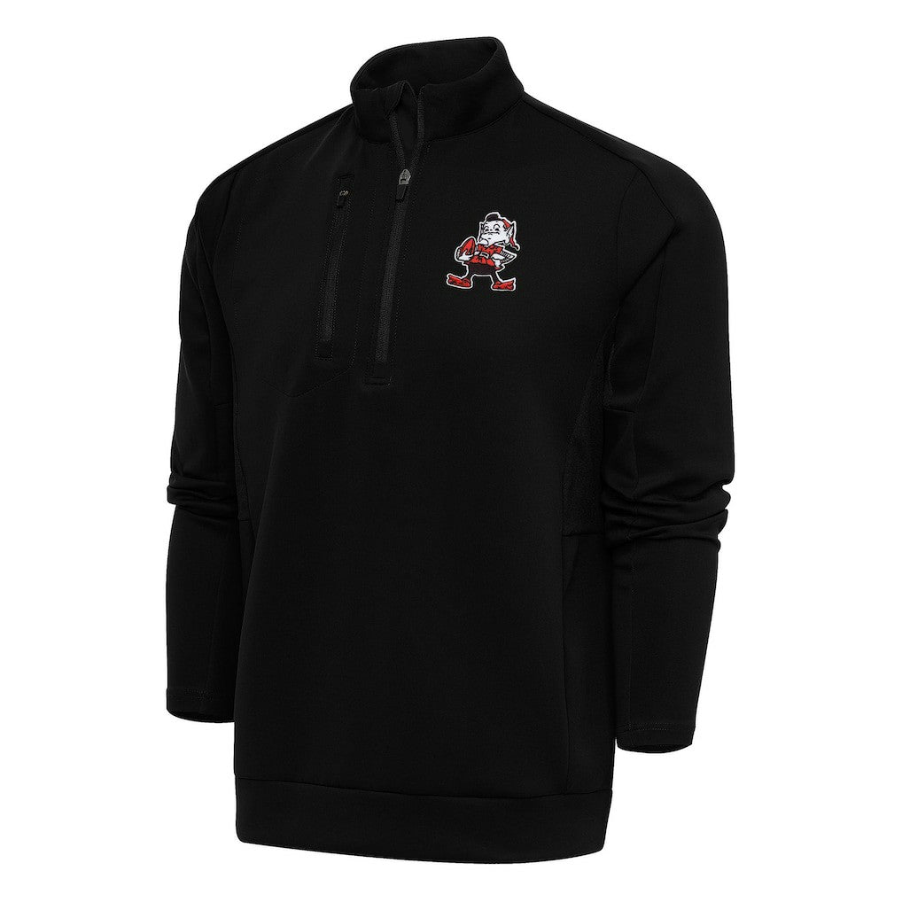Cleveland Browns  Antigua Team Logo Throwback Generation Quarter-Zip Pullover Top