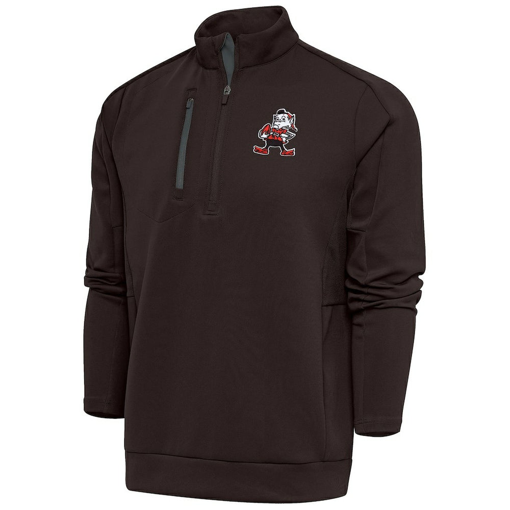 Cleveland Browns  Antigua Team Logo Throwback Generation Quarter-Zip Pullover Top