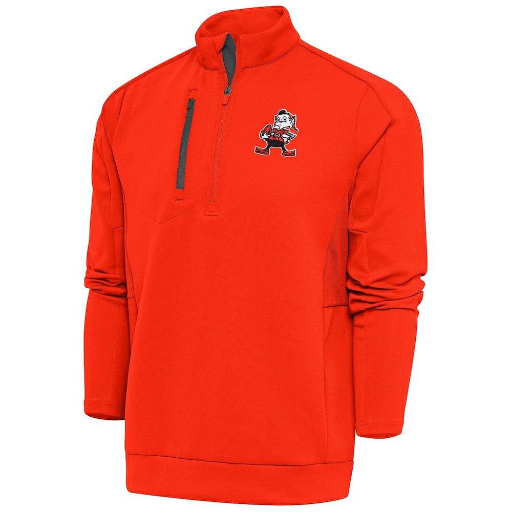 Cleveland Browns  Antigua Team Logo Throwback Generation Quarter-Zip Pullover Top