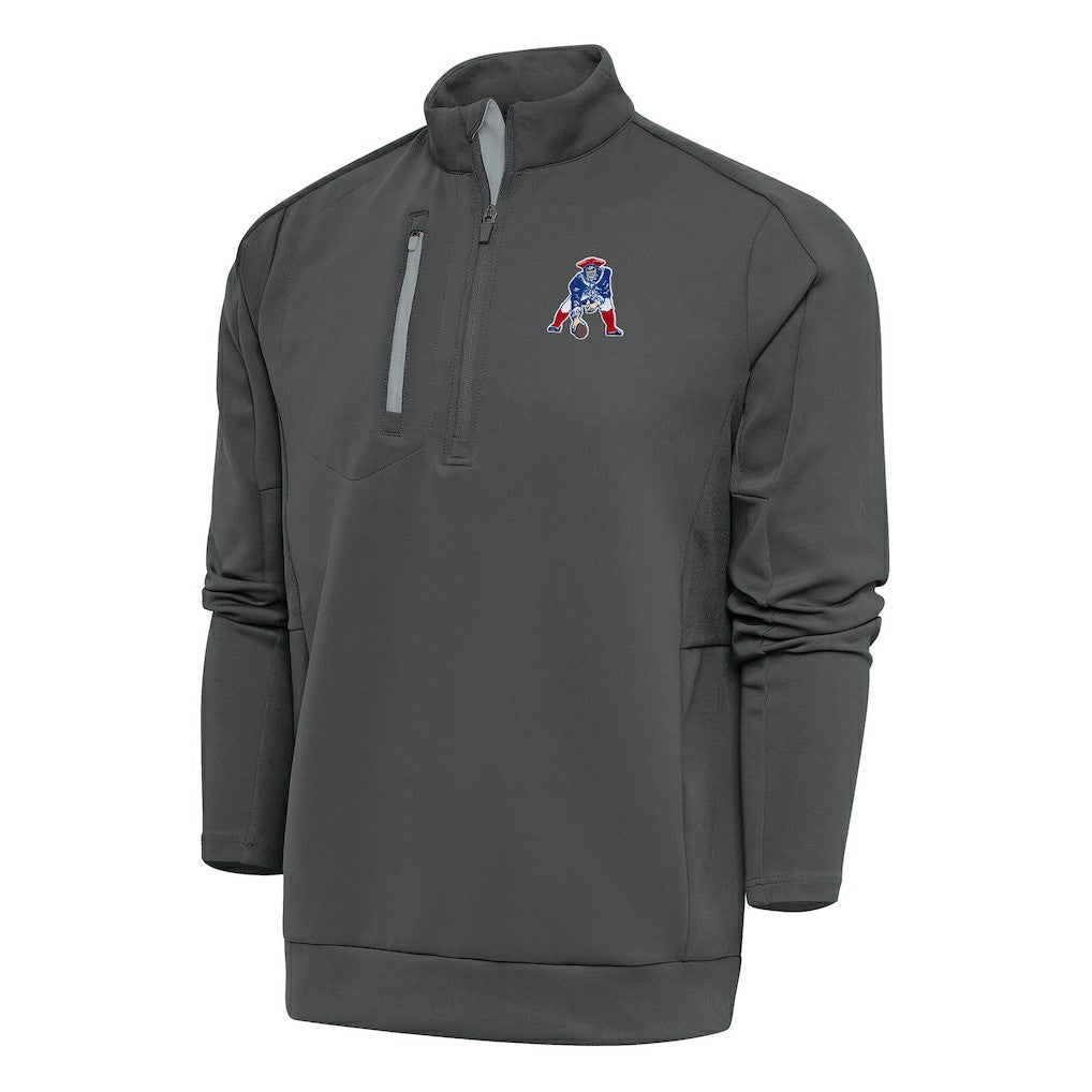 New England Patriots New Era Antigua Team Logo Throwback Generation Quarter-Zip Pullover Top
