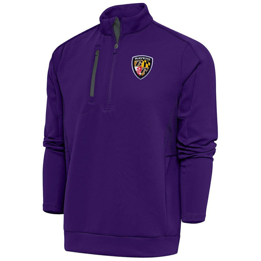 Baltimore Ravens  Antigua Team Logo Throwback Generation Quarter-Zip Pullover Top