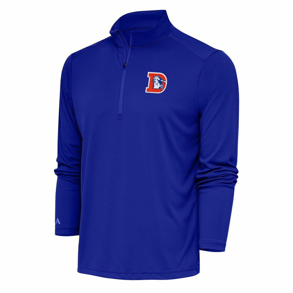 Denver Broncos  Antigua Team Logo Throwback Tribute Quarter-Zip Pullover Top
