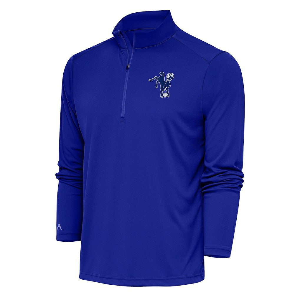 Indianapolis Colts  Antigua Team Logo Throwback Tribute Quarter-Zip Pullover Top