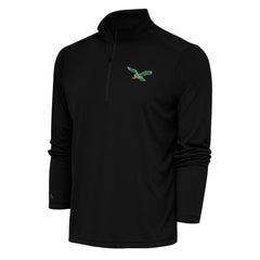 Philadelphia Eagles  Antigua Team Logo Throwback Tribute Quarter-Zip Pullover Top