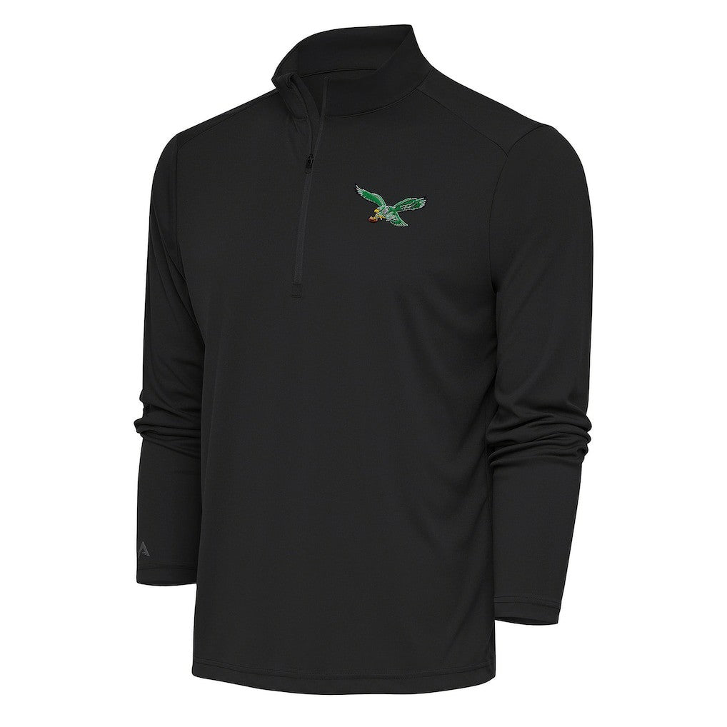 Philadelphia Eagles  Antigua Team Logo Throwback Tribute Quarter-Zip Pullover Top