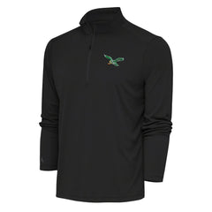 Philadelphia Eagles  Antigua Team Logo Throwback Tribute Quarter-Zip Pullover Top