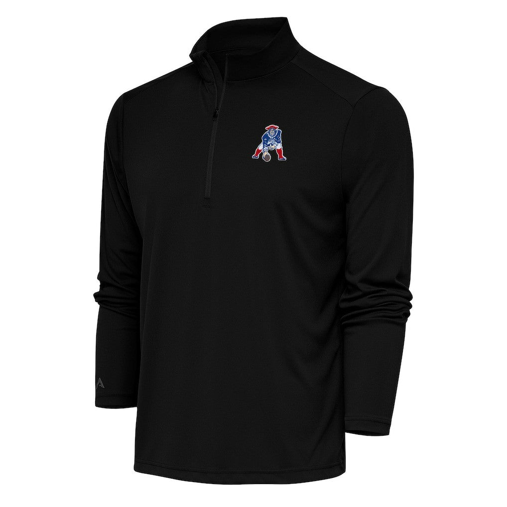 New England Patriots  Antigua Team Logo Throwback Tribute Quarter-Zip Pullover Top