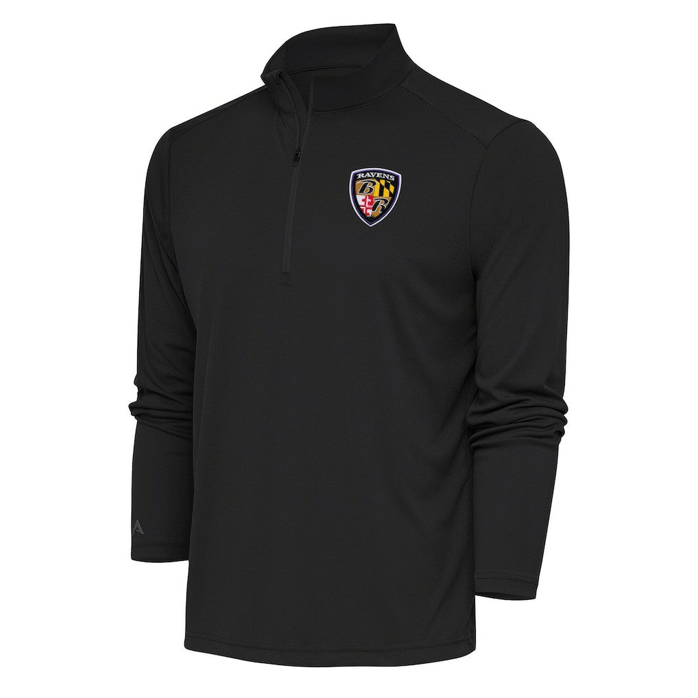 Baltimore Ravens  Antigua Team Logo Throwback Tribute Quarter-Zip Pullover Top