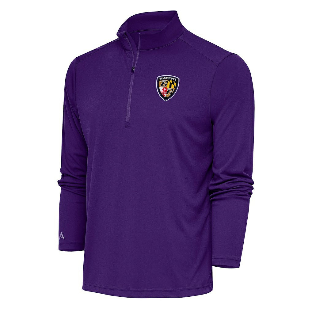 Baltimore Ravens  Antigua Team Logo Throwback Tribute Quarter-Zip Pullover Top