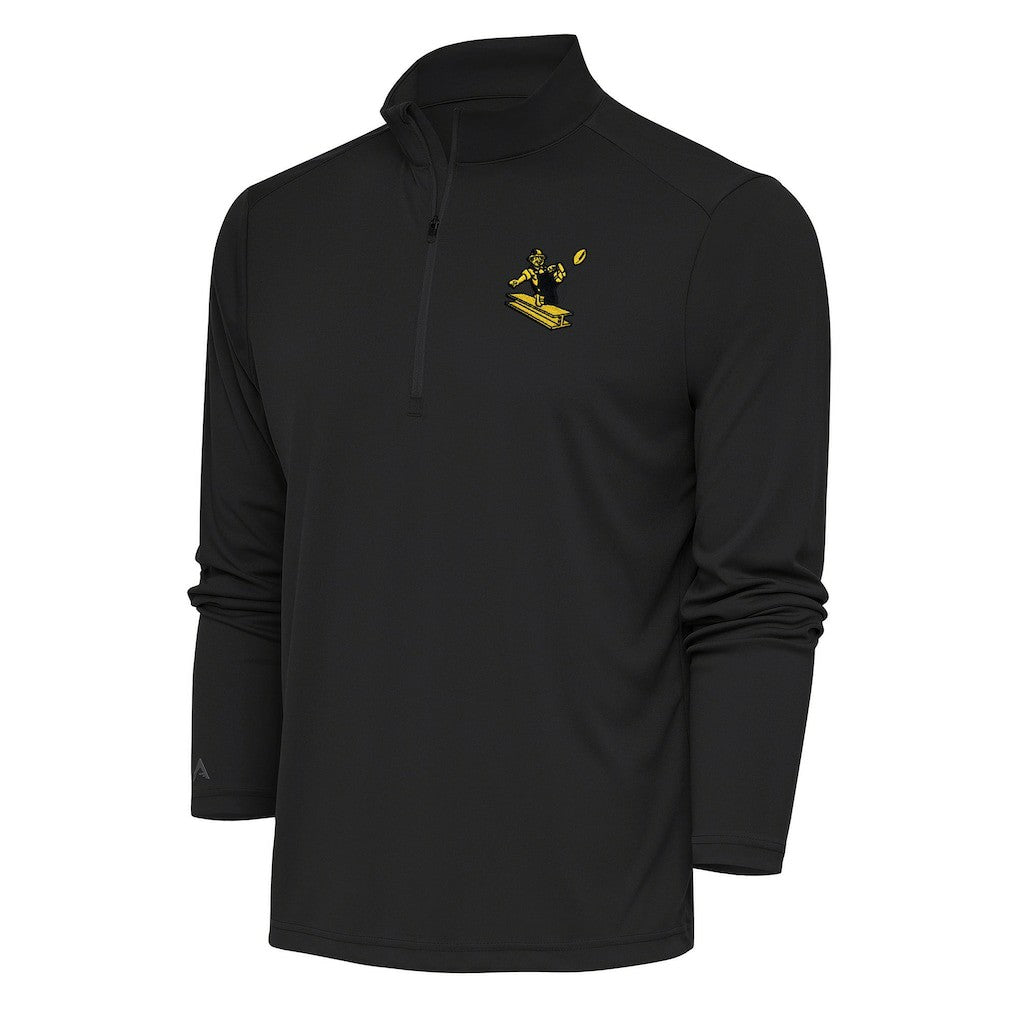Pittsburgh Steelers  Antigua Team Logo Throwback Tribute Quarter-Zip Pullover Top