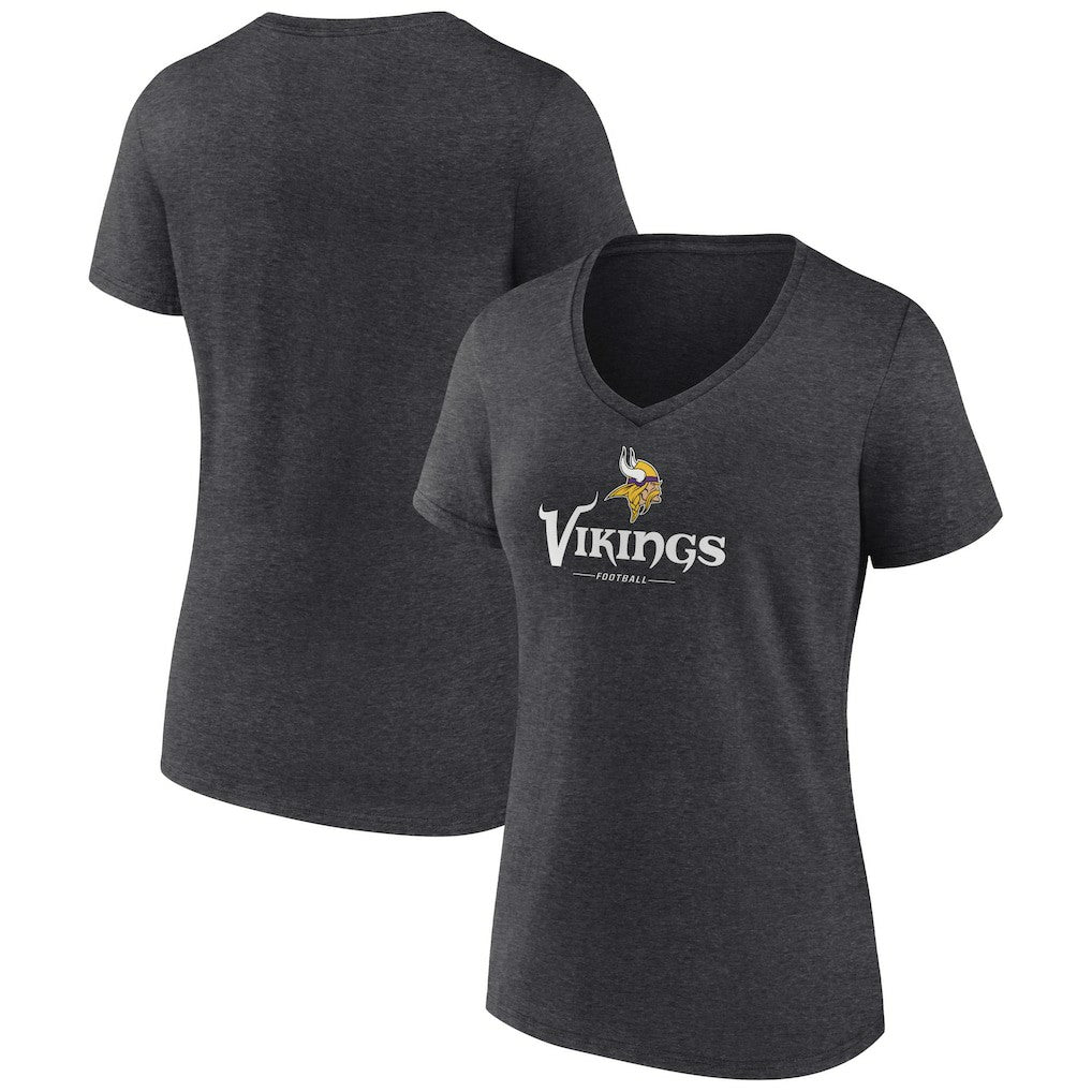 Minnesota Vikings  Women's Logo Team Lockup V-Neck T-Shirt