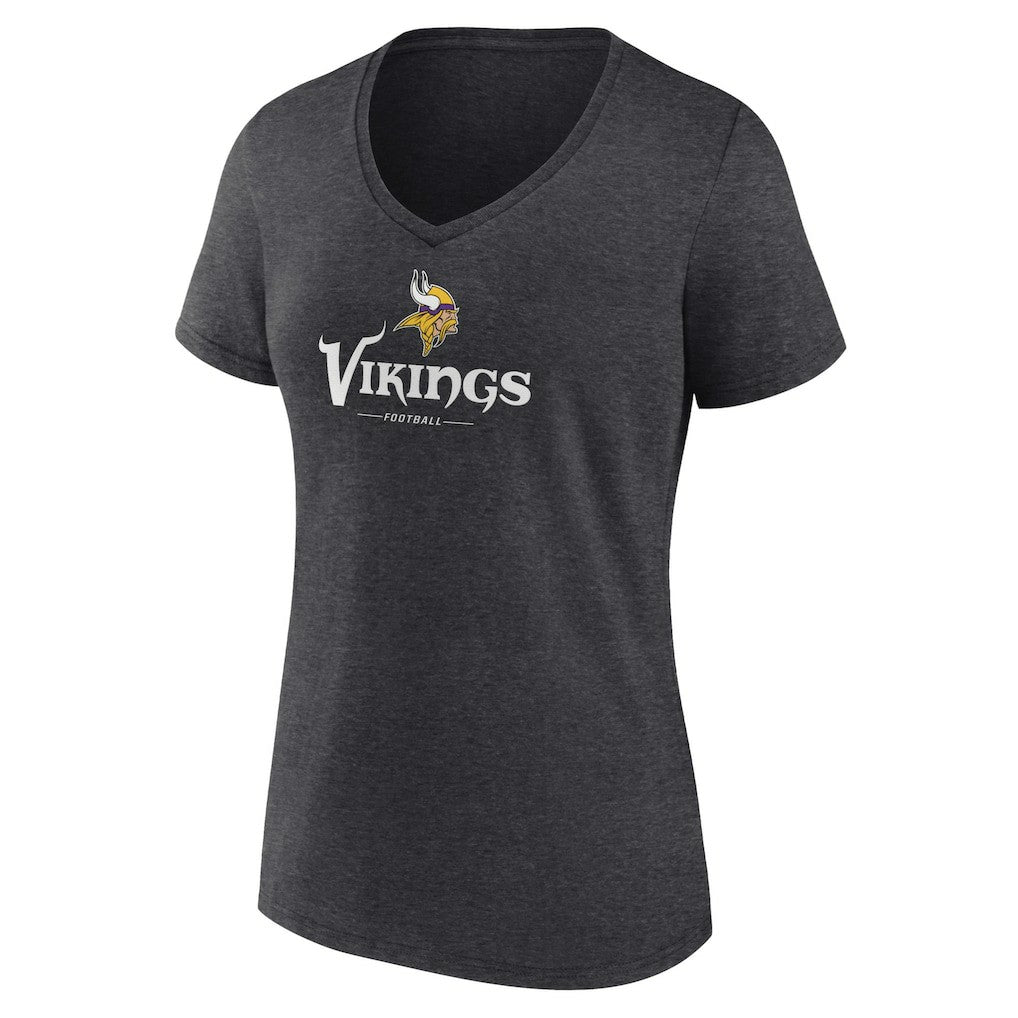 Minnesota Vikings  Women's Logo Team Lockup V-Neck T-Shirt