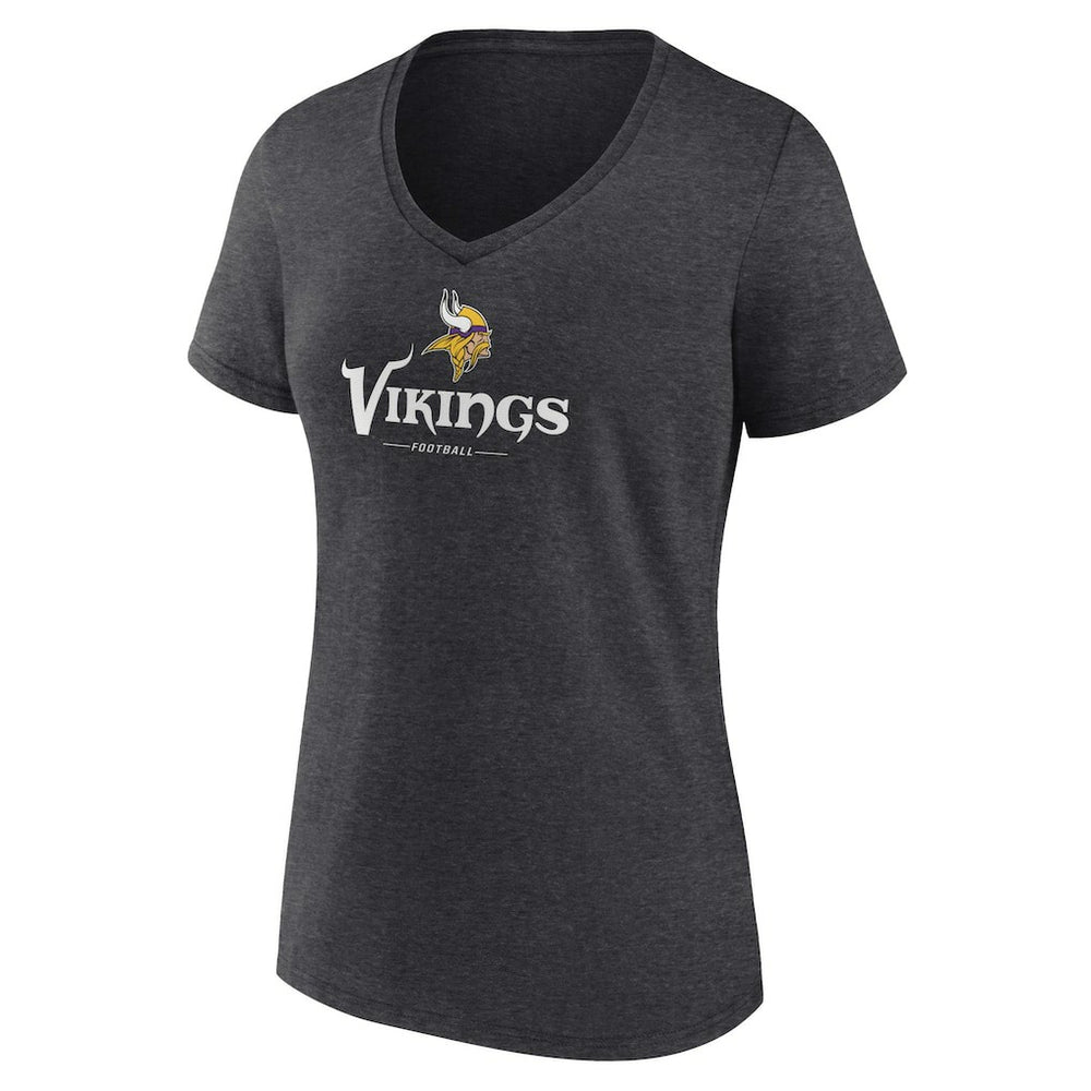 Minnesota Vikings  Women's Logo Team Lockup V-Neck T-Shirt