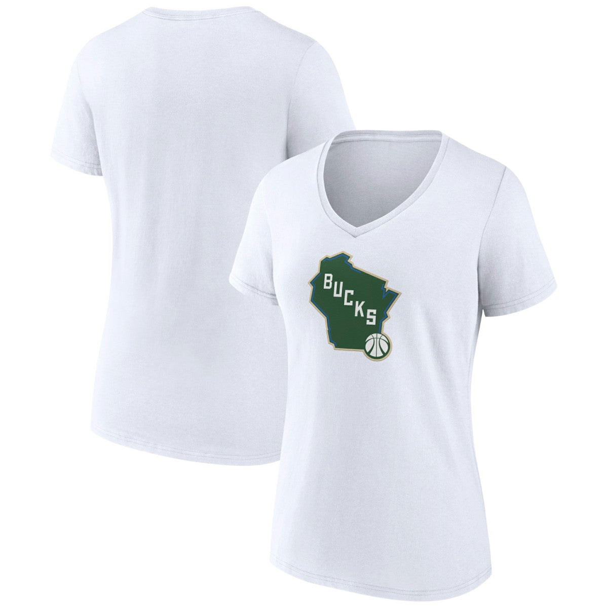 Milwaukee Bucks Women's Alternate Logo V-Neck T-Shirt On Sale