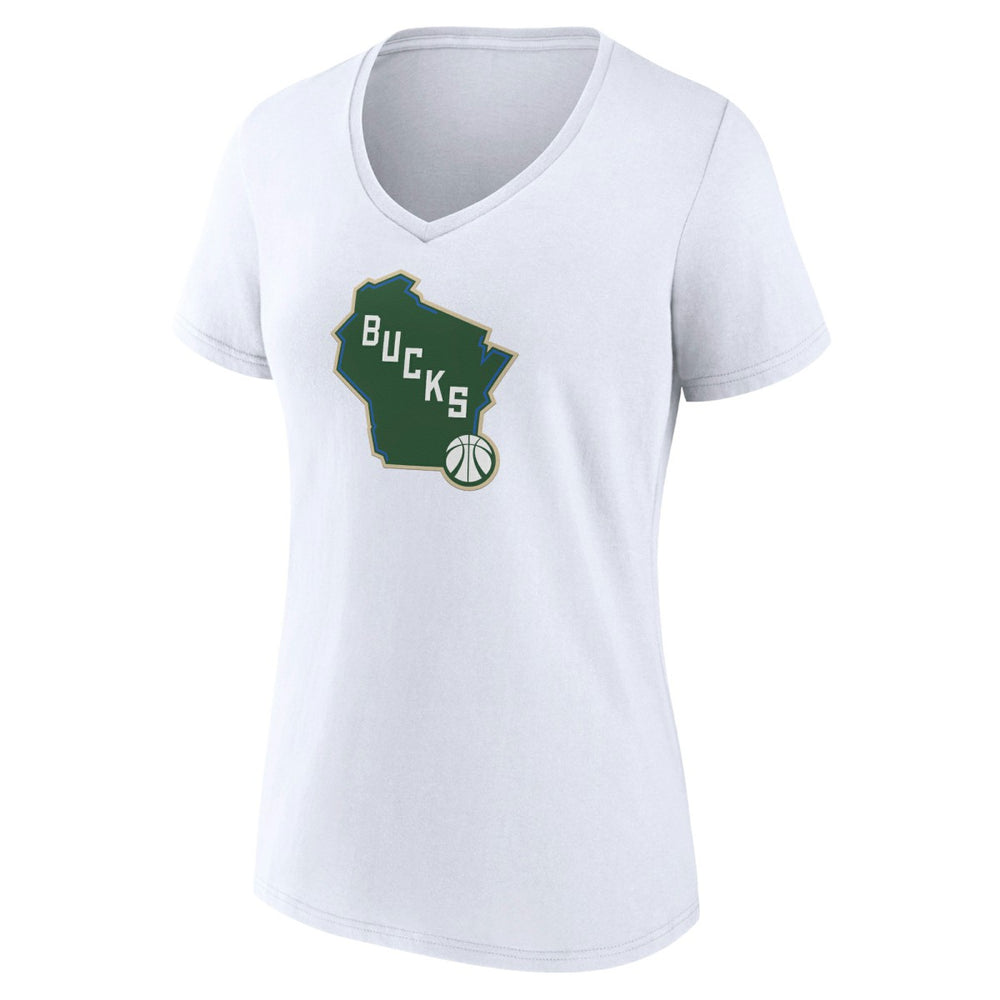 Milwaukee Bucks Women's Alternate Logo V-Neck T-Shirt On Sale