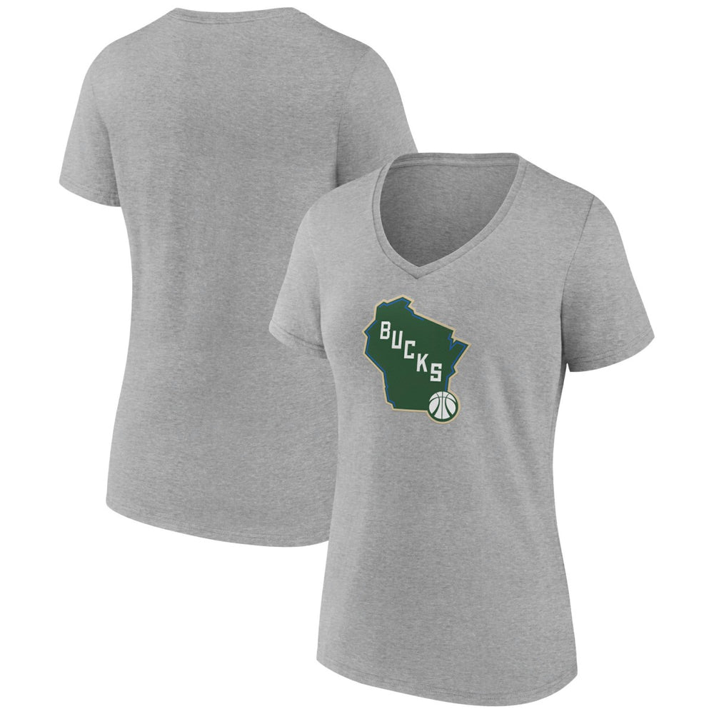 Milwaukee Bucks Women's Alternate Logo V-Neck T-Shirt For Sale