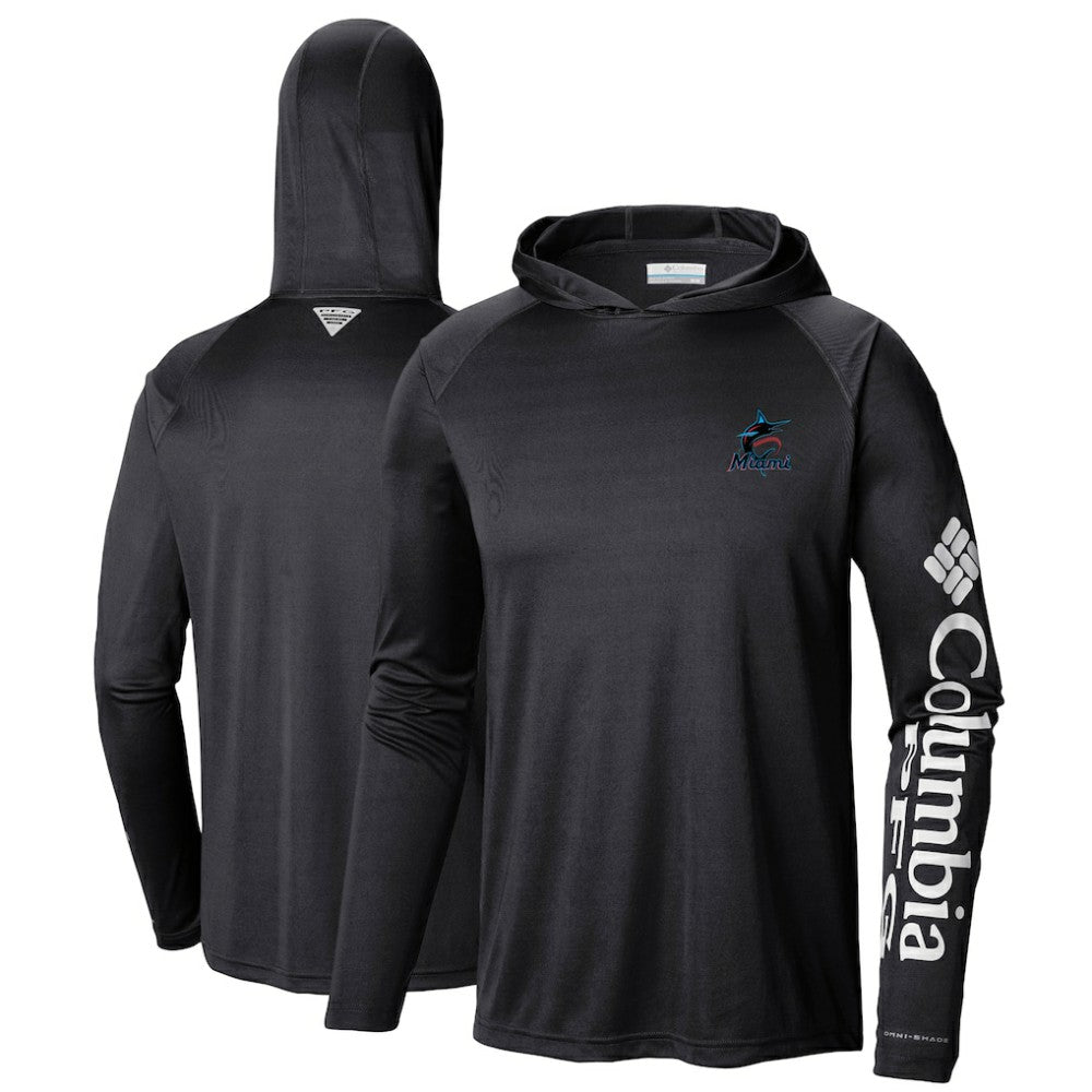 Miami Marlins Columbia Terminal Tackle Long Sleeve Hoodie T-Shirt | MLB New