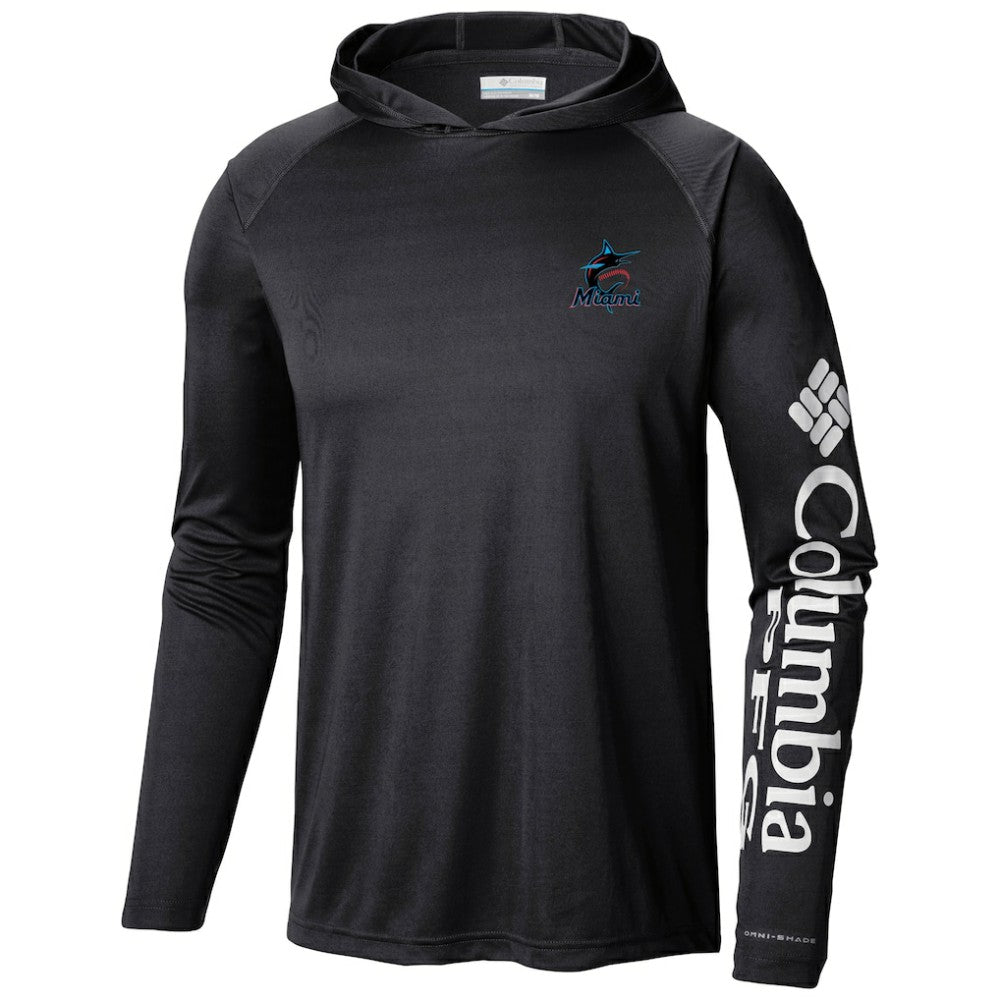 Miami Marlins Columbia Terminal Tackle Long Sleeve Hoodie T-Shirt | MLB New