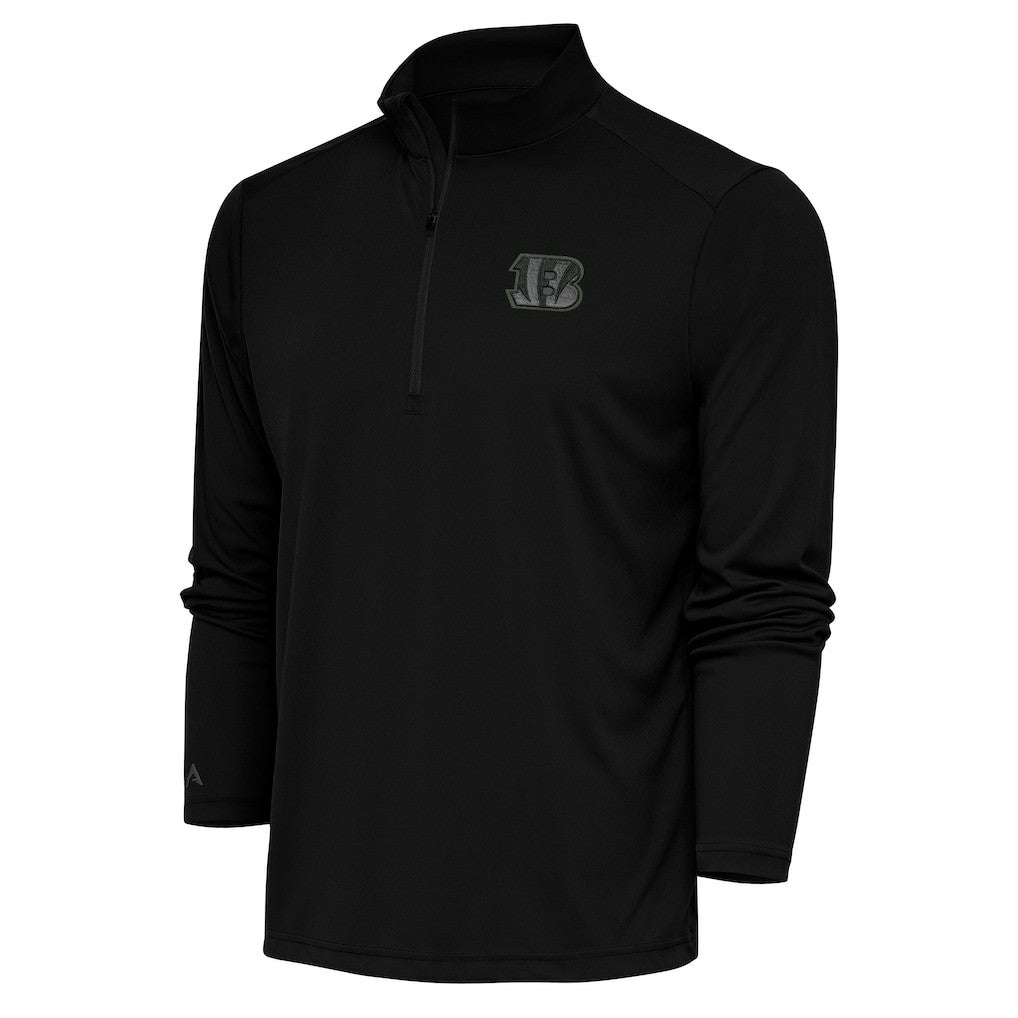 Cincinnati Bengals  Antigua Tonal Logo Tribute Quarter-Zip Pullover Top