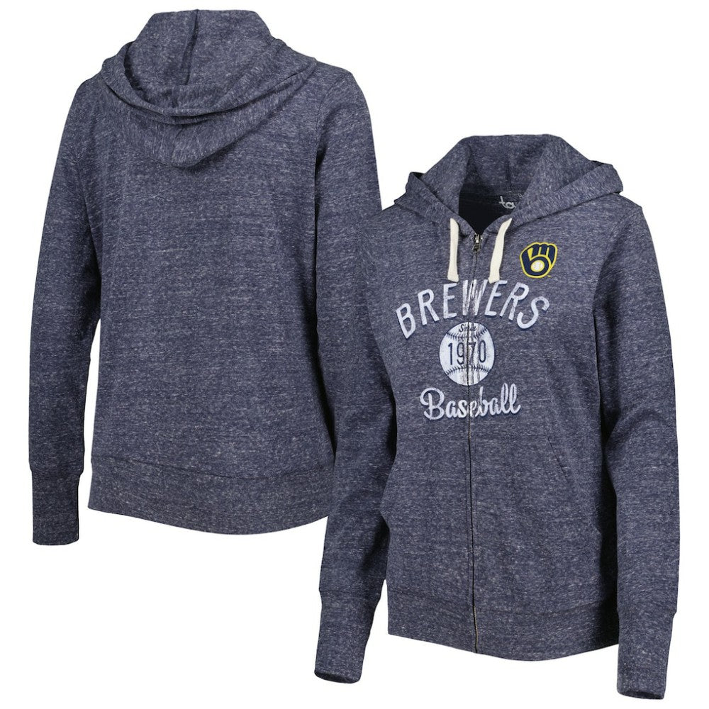 Milwaukee Brewers Touch Women's Training Camp Tri-Blend Lightweight Full-Zip Hoodie | MLB For sale