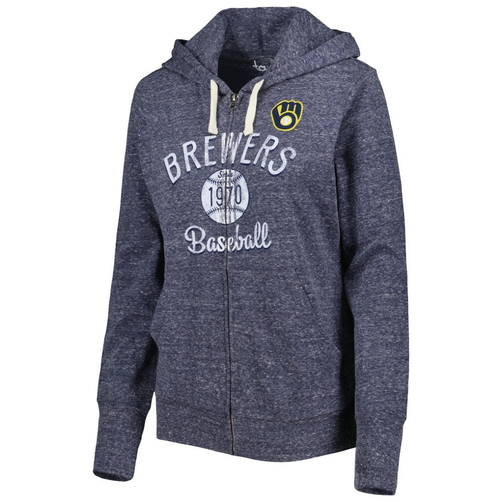 Milwaukee Brewers Touch Women's Training Camp Tri-Blend Lightweight Full-Zip Hoodie | MLB For sale