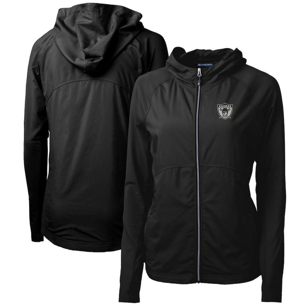 Las Vegas Raiders  Cutter & Buck Women's Throwback Logo Adapt Eco Knit Hybrid Recycled Full-Zip Hoodie