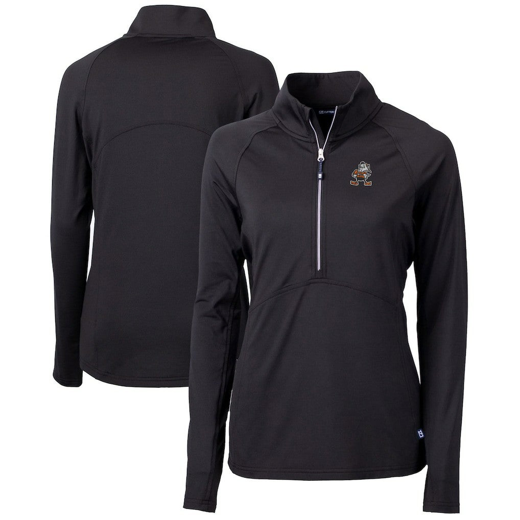 Cleveland Browns  Cutter & Buck Women's Throwback Logo Adapt Eco Knit Stretch Recycled Half-Zip Pullover Top