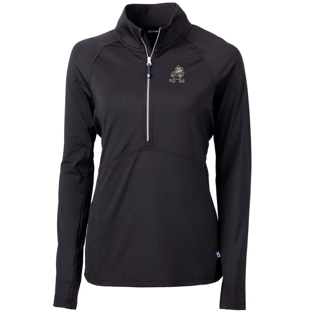 Cleveland Browns  Cutter & Buck Women's Throwback Logo Adapt Eco Knit Stretch Recycled Half-Zip Pullover Top