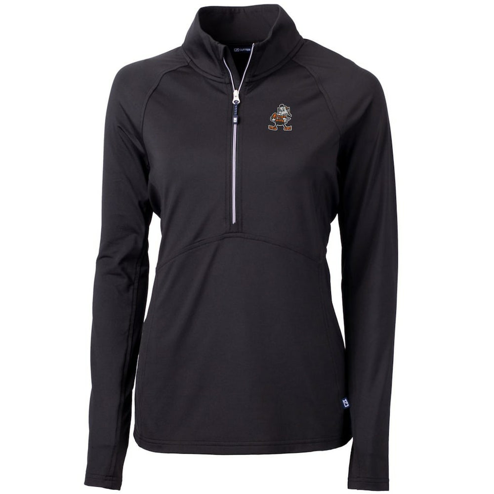 Cleveland Browns  Cutter & Buck Women's Throwback Logo Adapt Eco Knit Stretch Recycled Half-Zip Pullover Top