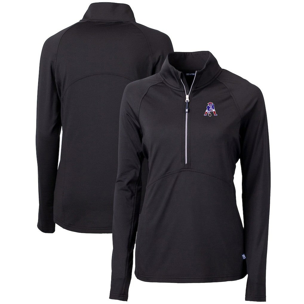 New England Patriots  Cutter & Buck Women's Throwback Logo Adapt Eco Knit Stretch Recycled Half-Zip Pullover Top