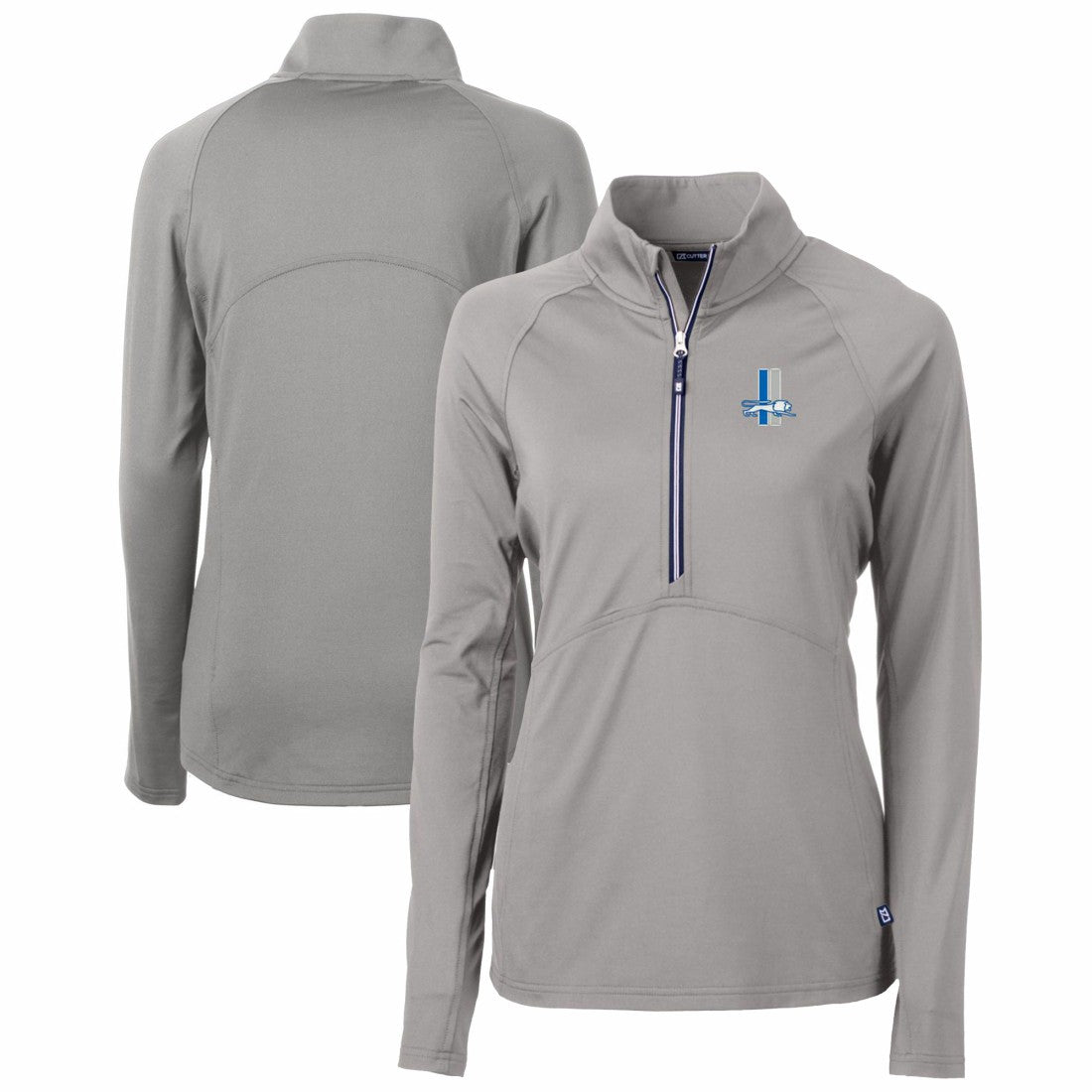 Detroit Lions  Cutter & Buck Women's Throwback Logo Adapt Eco Knit Stretch Recycled Half-Zip Pullover Top