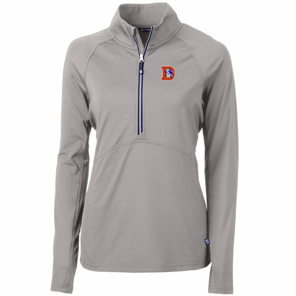 Denver Broncos  Cutter & Buck Women's Throwback Logo Adapt Eco Knit Stretch Recycled Half-Zip Pullover Top