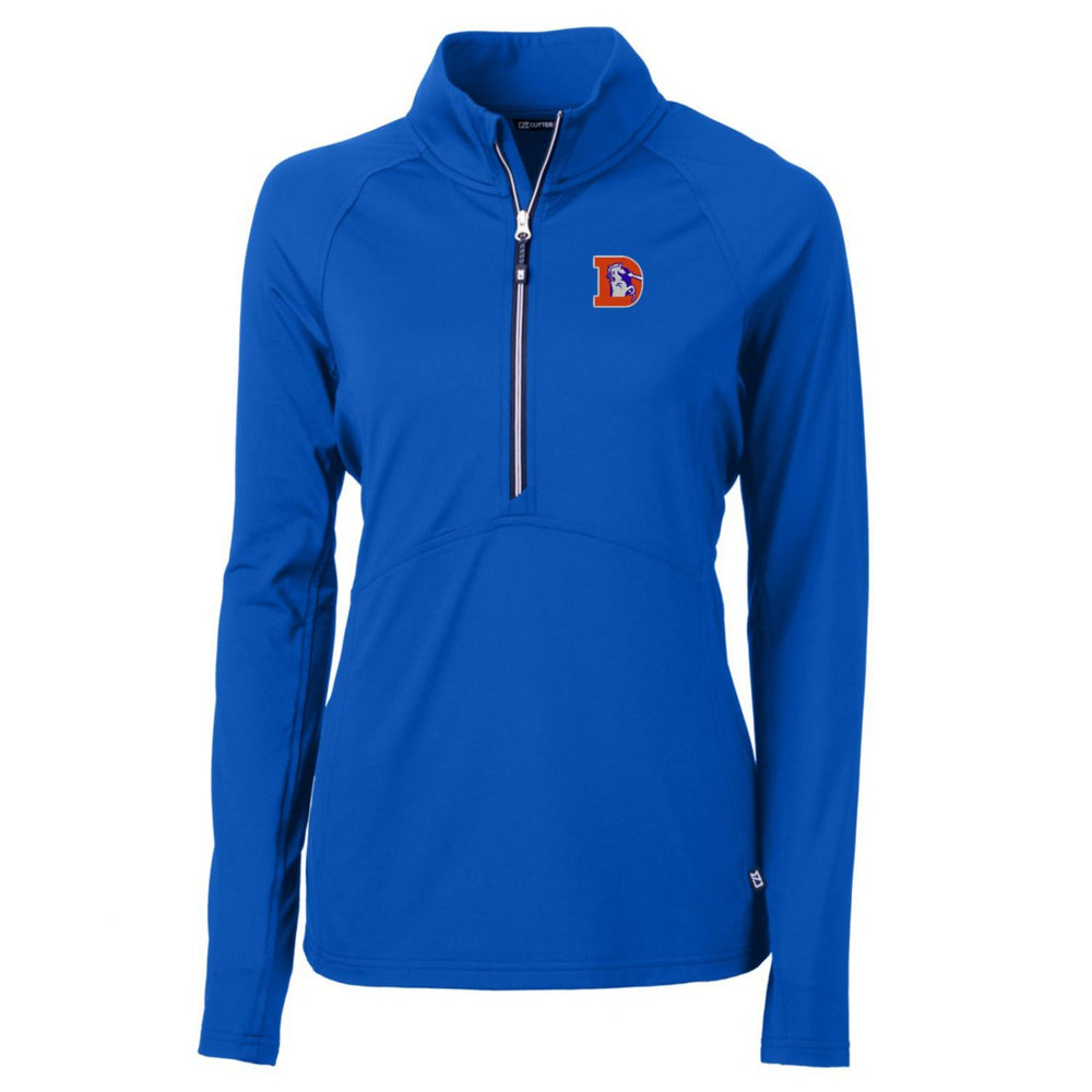 Denver Broncos  Cutter & Buck Women's Throwback Logo Adapt Eco Knit Stretch Recycled Half-Zip Pullover Top