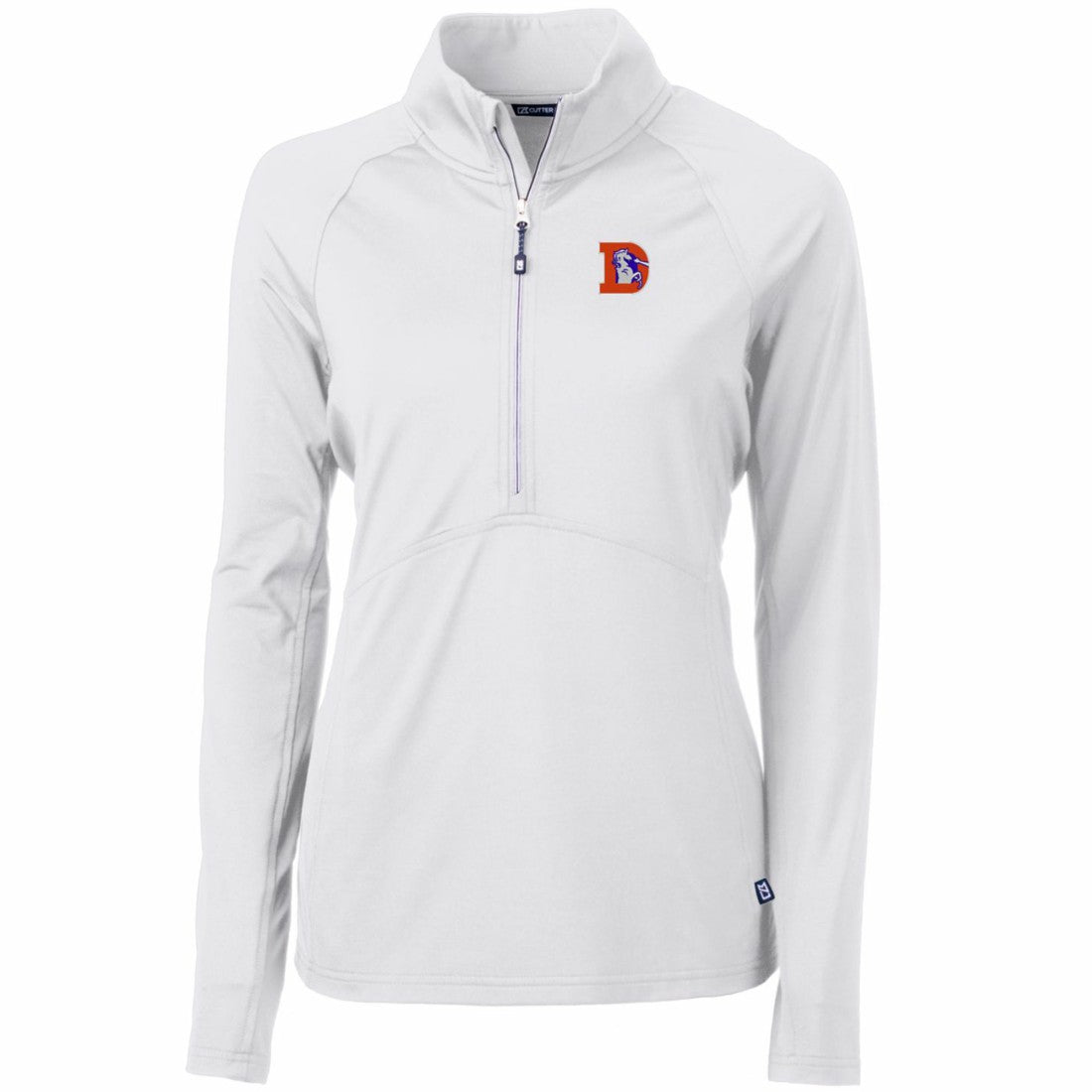 Denver Broncos  Cutter & Buck Women's Throwback Logo Adapt Eco Knit Stretch Recycled Half-Zip Pullover Top