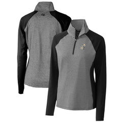 New Orleans Saints  Cutter & Buck Women's Throwback Logo Forge Tonal Stripe Stretch Half-Zip Pullover Top