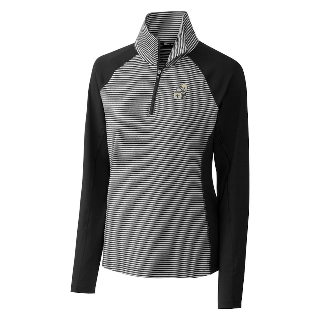 New Orleans Saints  Cutter & Buck Women's Throwback Logo Forge Tonal Stripe Stretch Half-Zip Pullover Top