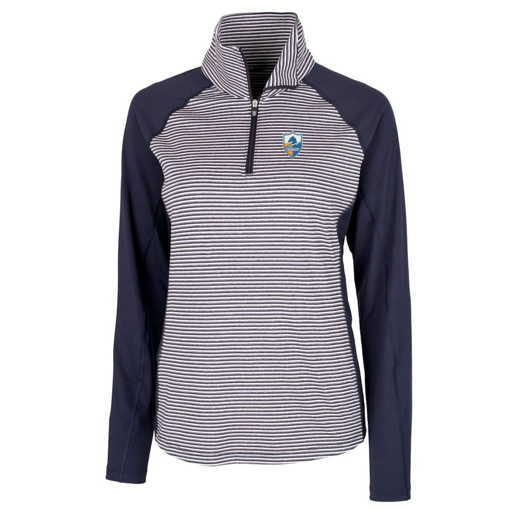 Los Angeles Chargers  Cutter & Buck Women's Throwback Logo Forge Tonal Stripe Stretch Half-Zip Pullover Top
