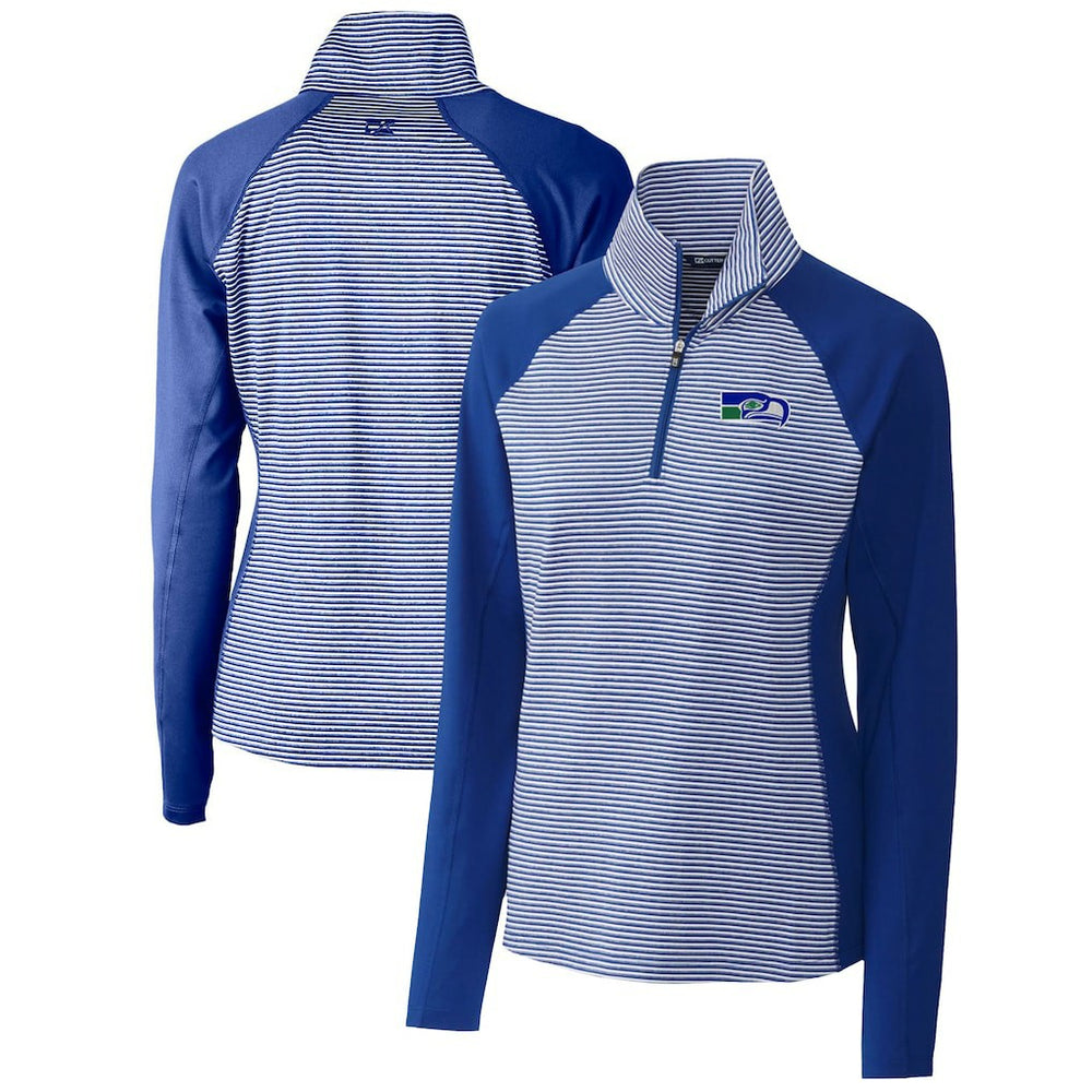 Seattle Seahawks  Cutter & Buck Women's Throwback Logo Forge Tonal Stripe Stretch Half-Zip Pullover Top