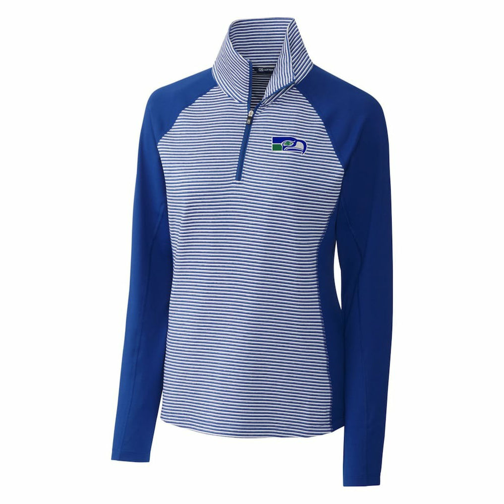 Seattle Seahawks  Cutter & Buck Women's Throwback Logo Forge Tonal Stripe Stretch Half-Zip Pullover Top
