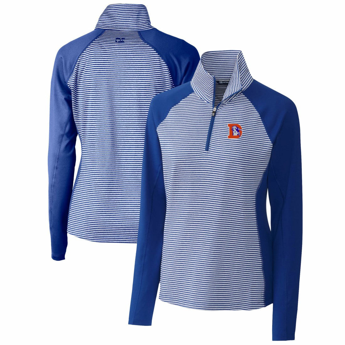 Denver Broncos  Cutter & Buck Women's Throwback Logo Forge Tonal Stripe Stretch Half-Zip Pullover Top