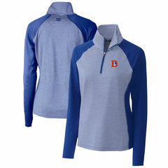 Denver Broncos  Cutter & Buck Women's Throwback Logo Forge Tonal Stripe Stretch Half-Zip Pullover Top