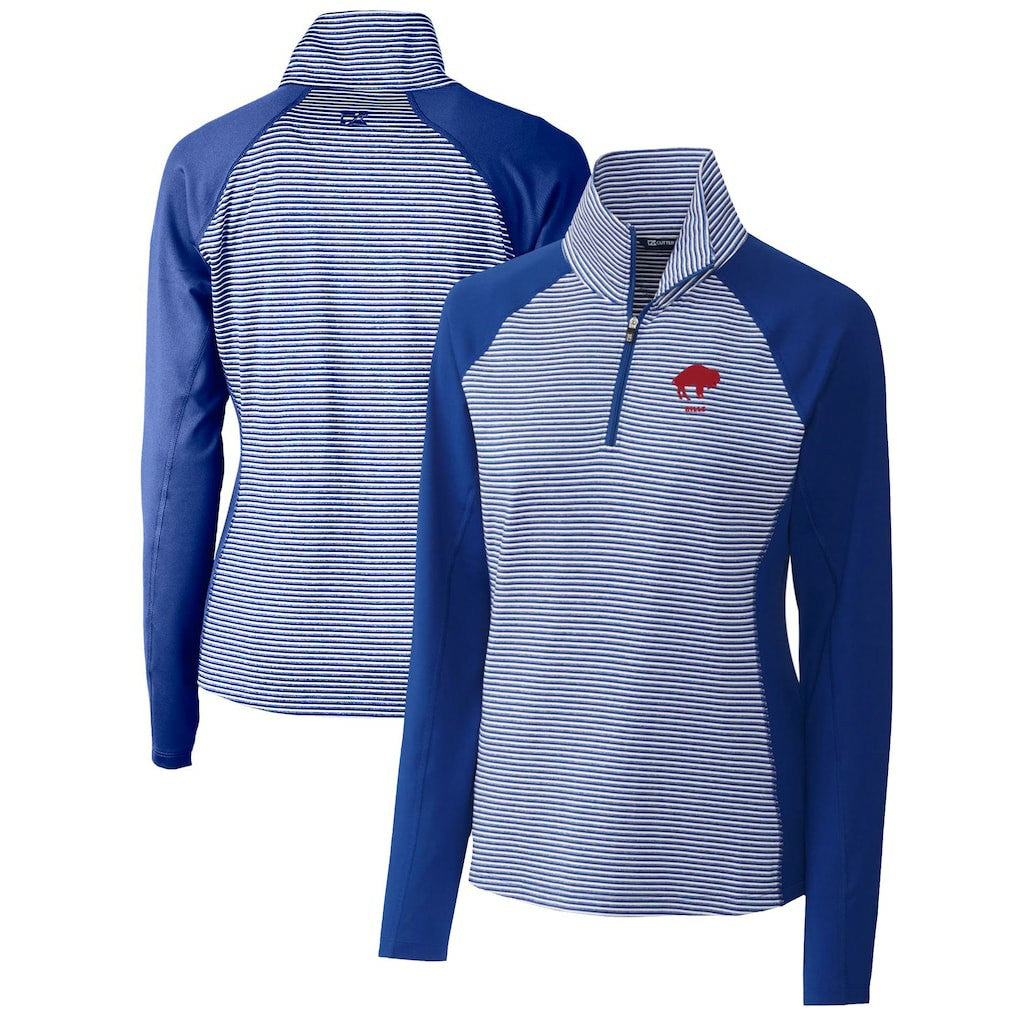 Buffalo Bills  Cutter & Buck Women's Throwback Logo Forge Tonal Stripe Stretch Half-Zip Pullover Top