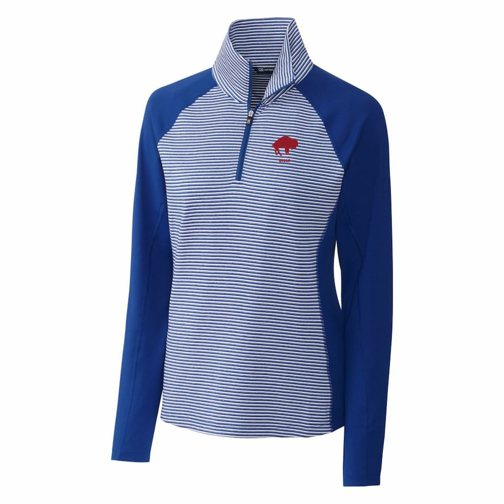 Buffalo Bills  Cutter & Buck Women's Throwback Logo Forge Tonal Stripe Stretch Half-Zip Pullover Top