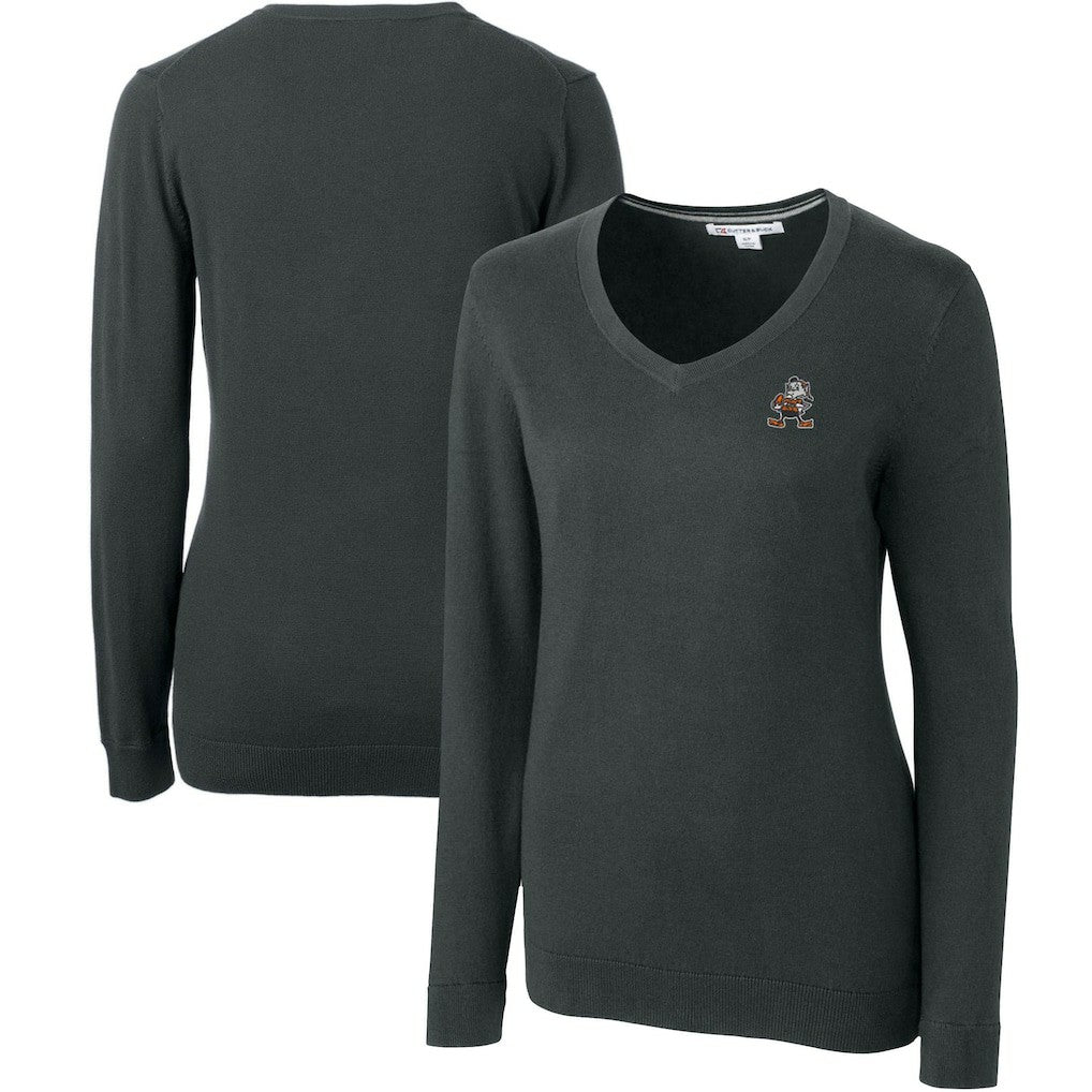 Cleveland Browns  Cutter & Buck Women's Throwback Logo Lakemont Tri-Blend V-Neck Sweater