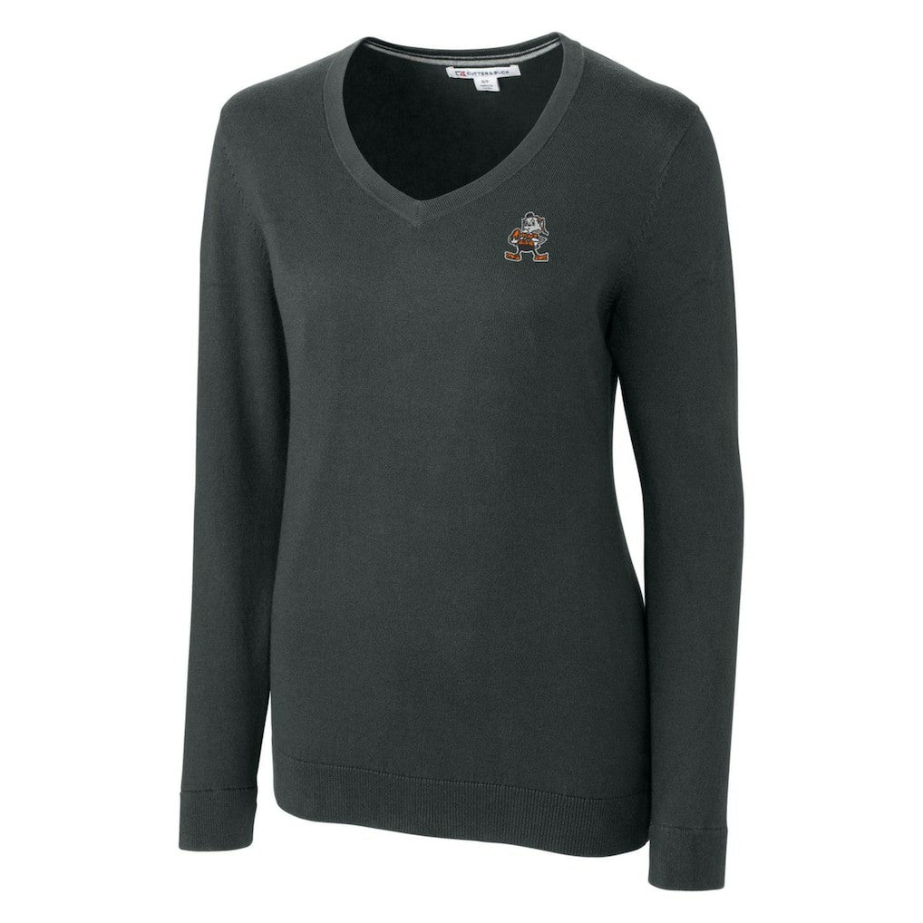 Cleveland Browns  Cutter & Buck Women's Throwback Logo Lakemont Tri-Blend V-Neck Sweater