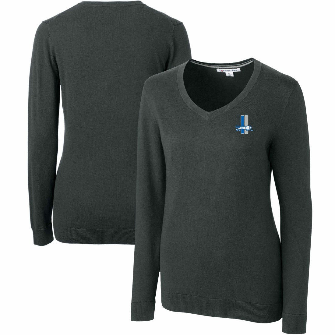 Detroit Lions  Cutter & Buck Women's Throwback Logo Lakemont Tri-Blend V-Neck Sweater
