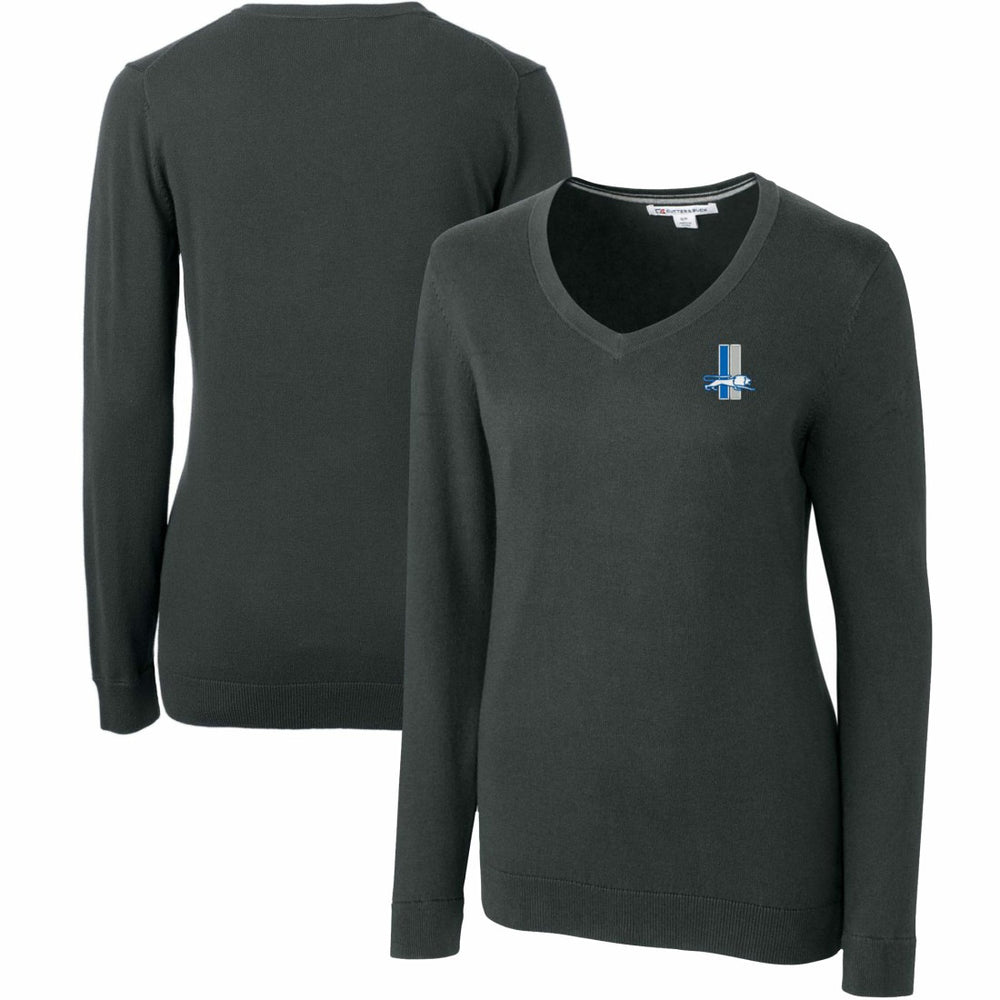 Detroit Lions  Cutter & Buck Women's Throwback Logo Lakemont Tri-Blend V-Neck Sweater